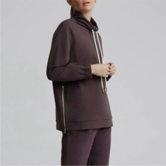 VARLEY Chocolate Plum Warwick Funnel Neck Pullover Side Zipper Sweatshirt Size M - Picture 4 of 11
